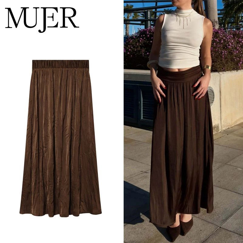 MUJER Satin Pleated Long Skirts for Women Summer Layered Midi Skirt Woman High Waist Party Women's Skirts Ruched Pencil Skirt
MUJER Satin Pleated Long Skirts for Women Summer Layered Midi Skirt Woman High Waist Party Women's Skirts Ruched Pencil Skirt