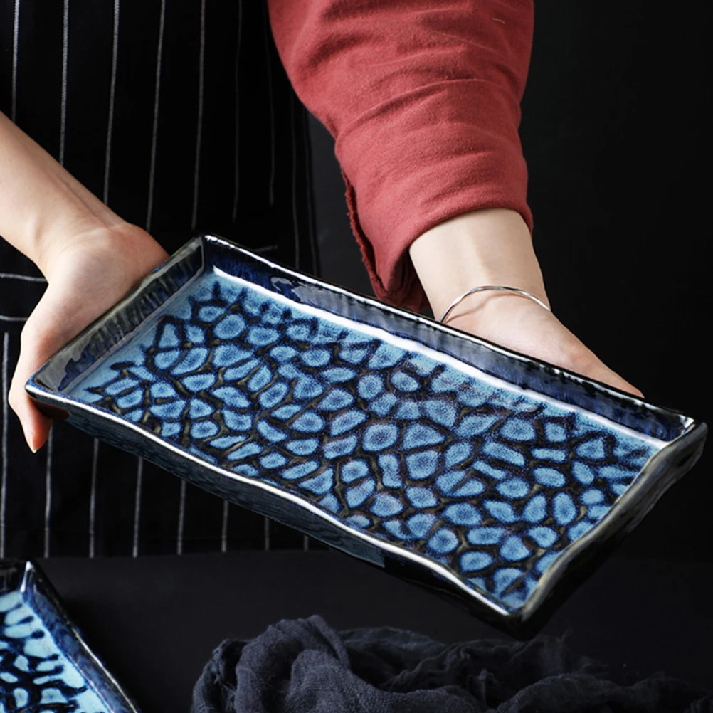 12 Inch Embossed Ceramic Rectangular Plate Chic Serving Dish for Sushi Pasta Fruit Snacks Appetizers Home Restaurant Hotel Use
12 Inch Embossed Ceramic Rectangular Plate Chic Serving Dish for Sushi Pasta Fruit Snacks Appetizers Home Restaurant Hotel Use