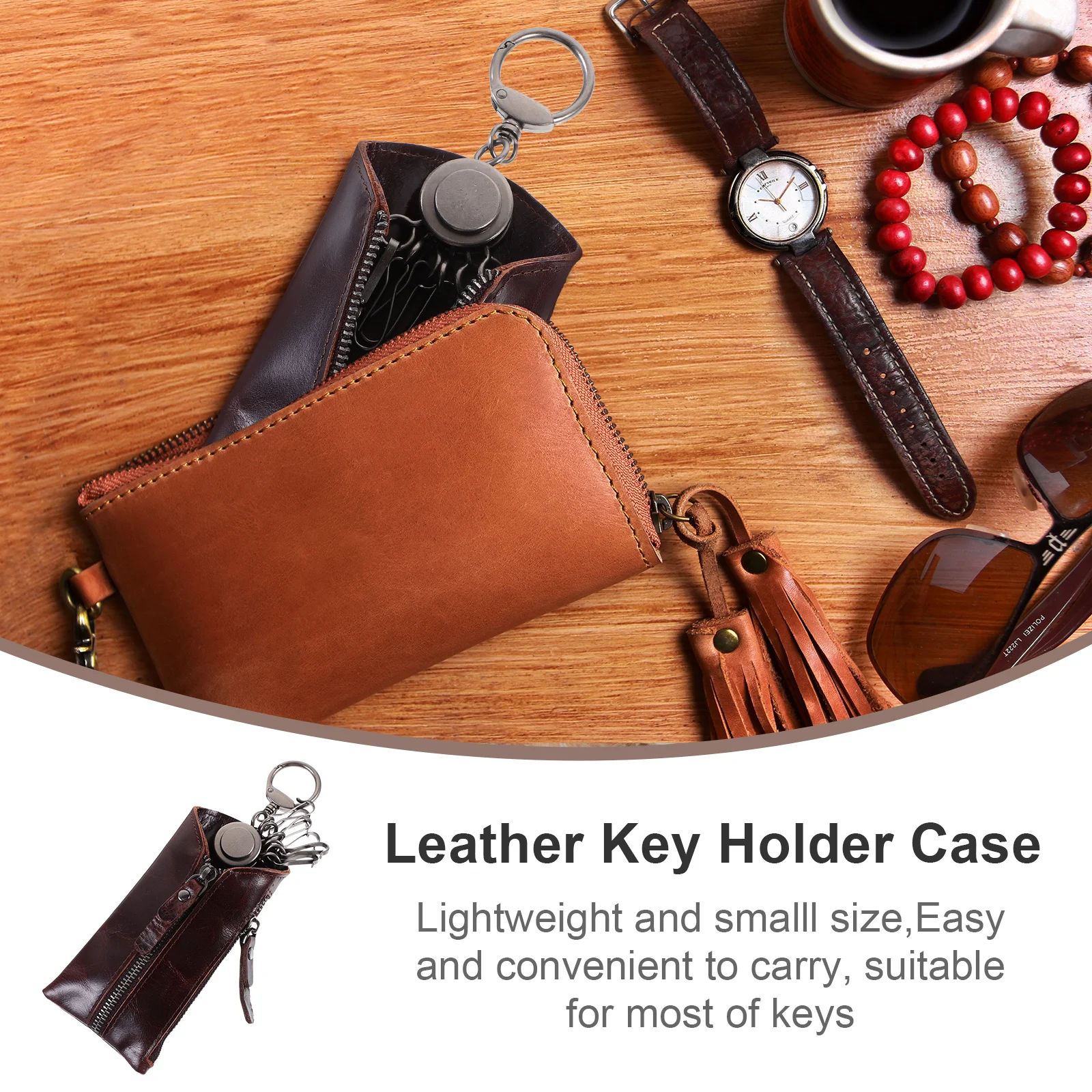 Cowhide Key Case Organizer 6 Keyrings Durable Lightweight Compact Easy Carry Men Women Key Holder 
Cowhide Key Case Organizer 6 Keyrings Durable Lightweight Compact Easy Carry Men Women Key Holder