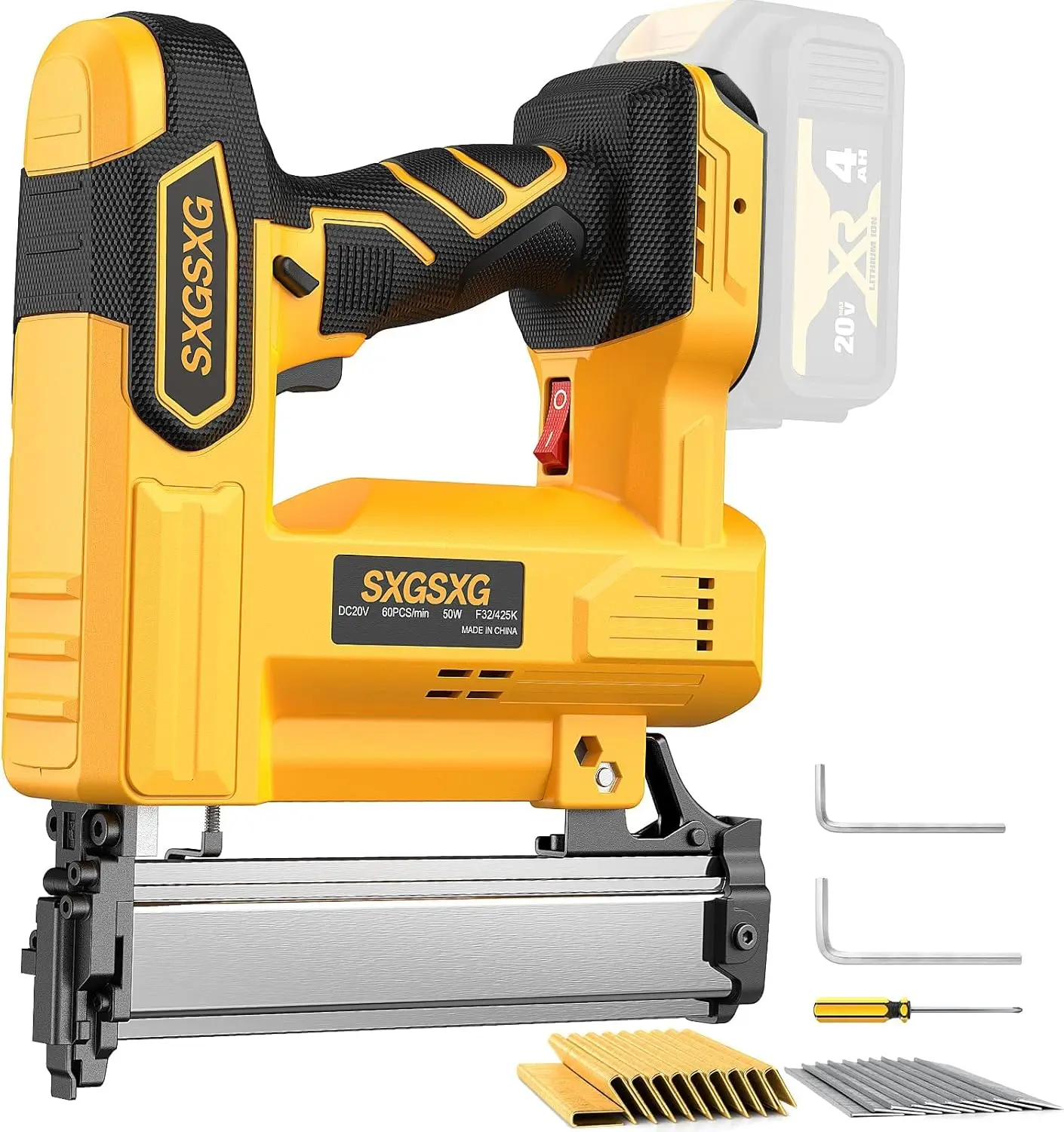 2-in-1 18 Gauge Brad Nailer and Staple Gun Compatible with 20V Battery, 1000 Nails & 1000 Staples Included, for Wood Carpentry (Battery Not Included)
2-in-1 18 Gauge Brad Nailer and Staple Gun Compatible with 20V Battery, 1000 Nails & 1000 Staples Included, for Wood Carpentry (Battery Not Included)