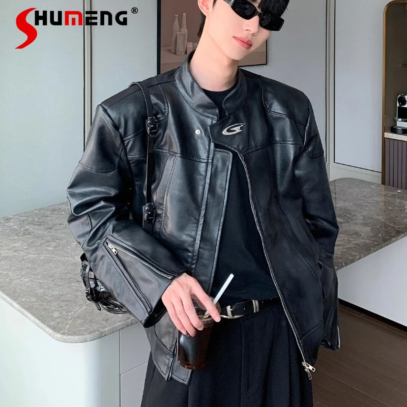 Высококачественные мотоциклетные кожаные куртки с воротником-стойкой, новинка 2025, мужская осенняя свободная модная утепленная хлопковая куртка с подкладкой на плечах, пальто
Высококачественные мотоциклетные кожаные куртки с воротником-стойкой, новинка 2025, мужская осенняя свободная модная утепленная хлопковая куртка с подкладкой на плечах, пальто