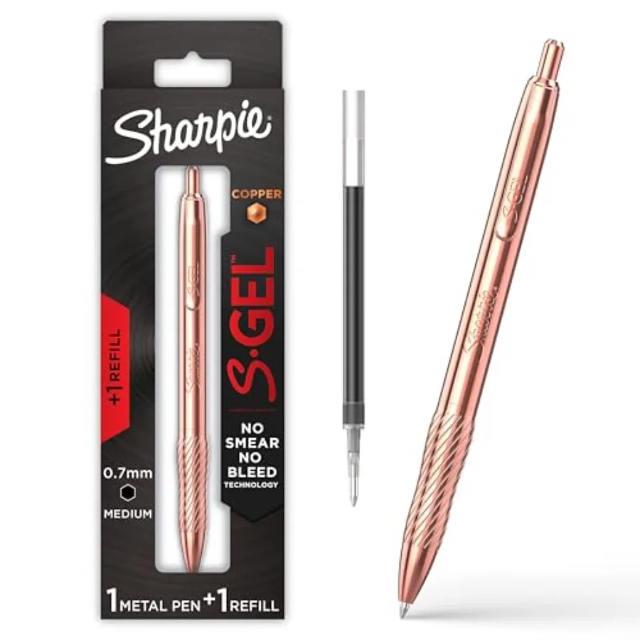S-Gel Gel Pen, Copper Metal Body, Medium Point 0.7mm,Black Ink, Includes 1 Pen and 1 Additional Ink Refill
S-Gel Gel Pen, Copper Metal Body, Medium Point 0.7mm,Black Ink, Includes 1 Pen and 1 Additional Ink Refill