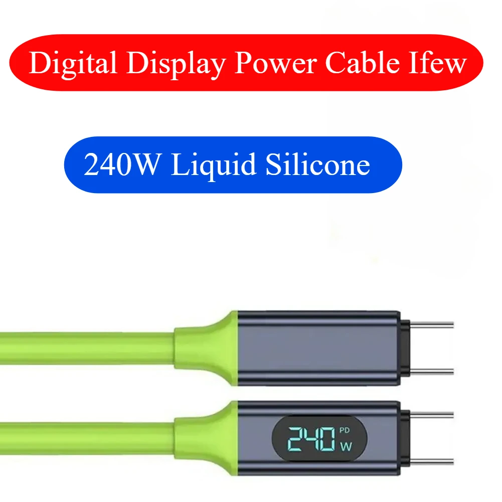 240W Type C to Type C Cable Phone Super Quick Charging Cable With LED Display USB To Type-C Data Cord For iPhone Xiaomi Samsung
240W Type C to Type C Cable Phone Super Quick Charging Cable With LED Display USB To Type-C Data Cord For iPhone Xiaomi Samsung