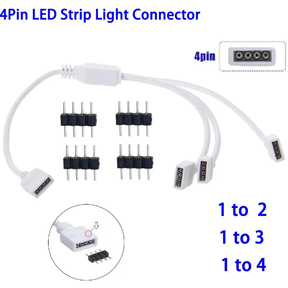 RGB LED Strip Light Link lines Solder-Free Connecting Cable 4pin One Drag Multi-Head Tap Wire Split Two/Three/Four White Cable
RGB LED Strip Light Link lines Solder-Free Connecting Cable 4pin One Drag Multi-Head Tap Wire Split Two/Three/Four White Cable