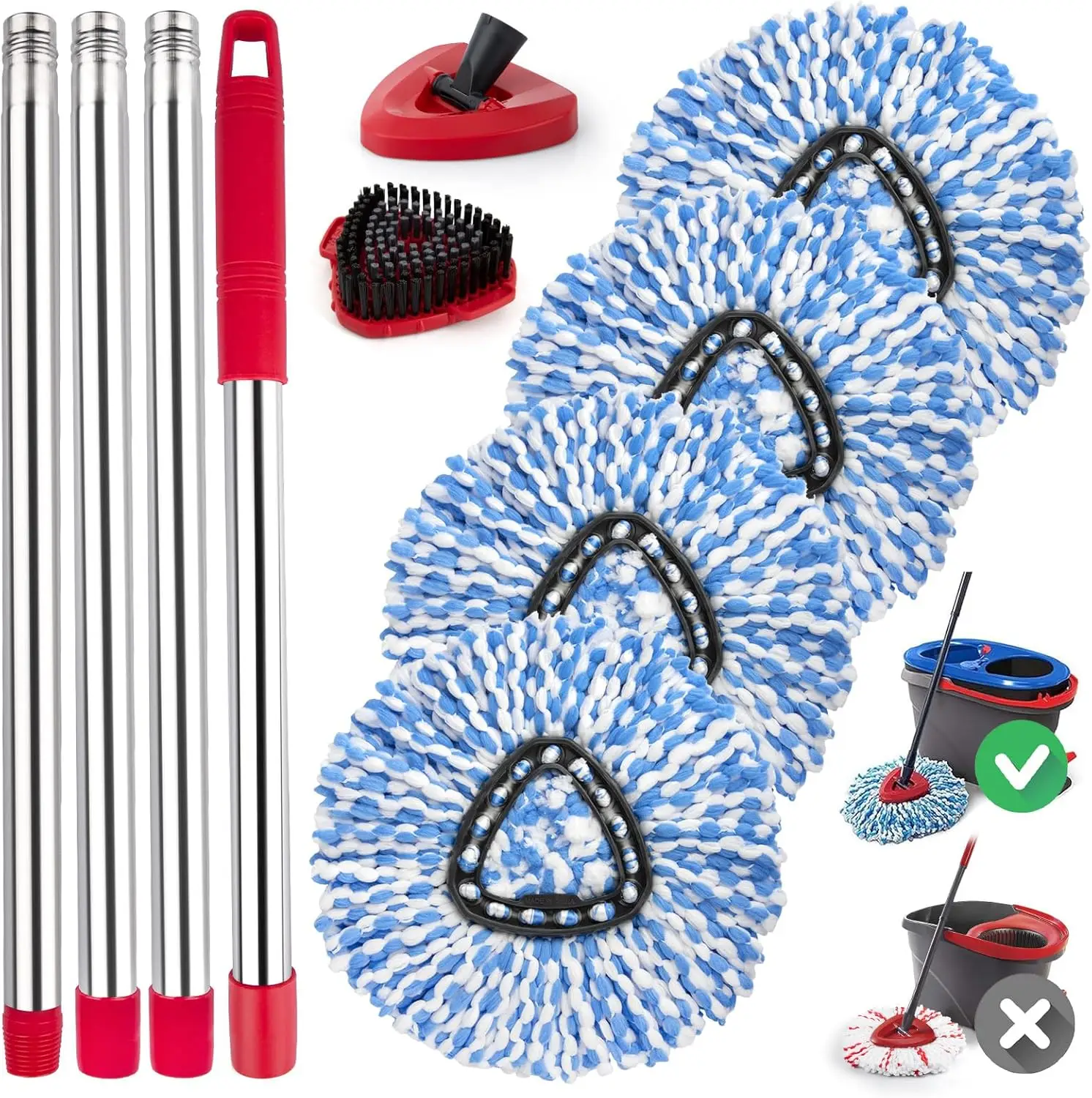 Spin Mop Replacement Head for O Cedar 2 Tank RinseClean, 4 Microfiber mop Refill, 1 Scrub Brush, 1 Mop Stick, 1 Mops Base, De
Spin Mop Replacement Head for O Cedar 2 Tank RinseClean, 4 Microfiber mop Refill, 1 Scrub Brush, 1 Mop Stick, 1 Mops Base, De