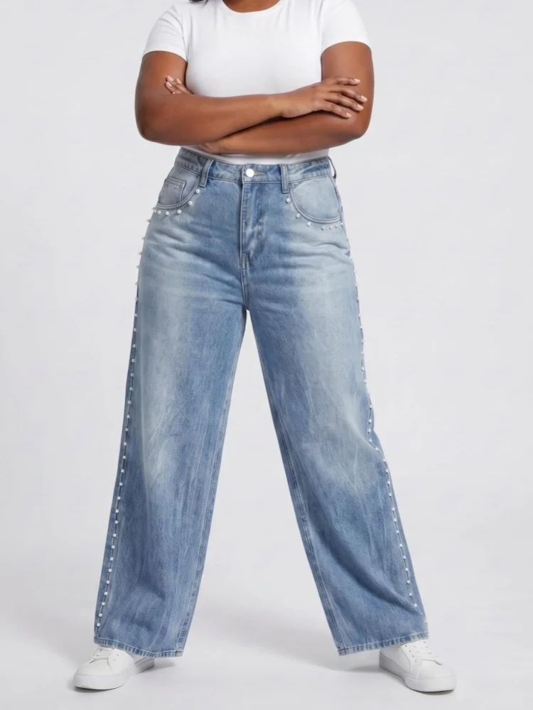 2026 Trend Y2K Style Pearl Design Washed Blue Baggy New Jeans Pants For Women Clothing Wide Leg Loose Fit Casual Denim Trousers
2026 Trend Y2K Style Pearl Design Washed Blue Baggy New Jeans Pants For Women Clothing Wide Leg Loose Fit Casual Denim Trousers