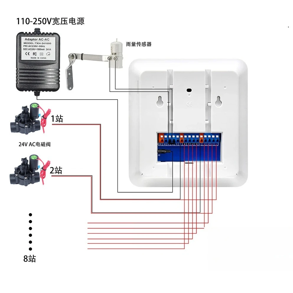 WiFi 8 station irrigation controller villa garden green plants automatic watering solenoid valve controller
WiFi 8 station irrigation controller villa garden green plants automatic watering solenoid valve controller