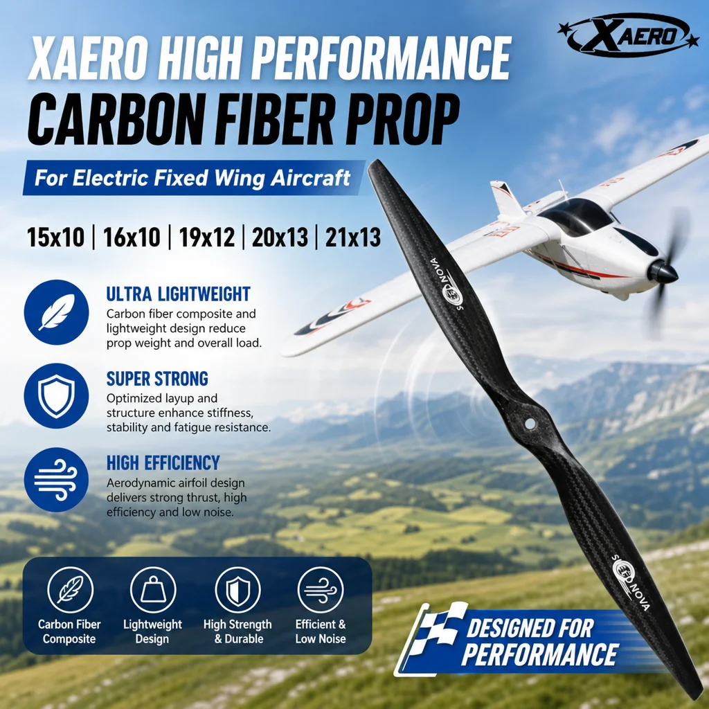XAERO High-Performance Carbon Fiber Propeller 15x10 to 21x13 for Fixed Wing UAV RC Model
XAERO High-Performance Carbon Fiber Propeller 15x10 to 21x13 for Fixed Wing UAV RC Model