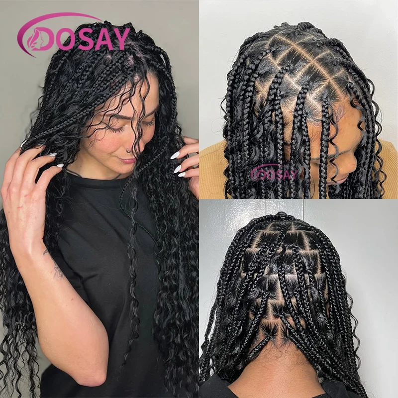 32inches Boho Box Braids Goddess Wig With Curly Hair Synthetic Full Lace Front Wigs for Black Women Cornrow Braided Wig
32inches Boho Box Braids Goddess Wig With Curly Hair Synthetic Full Lace Front Wigs for Black Women Cornrow Braided Wig