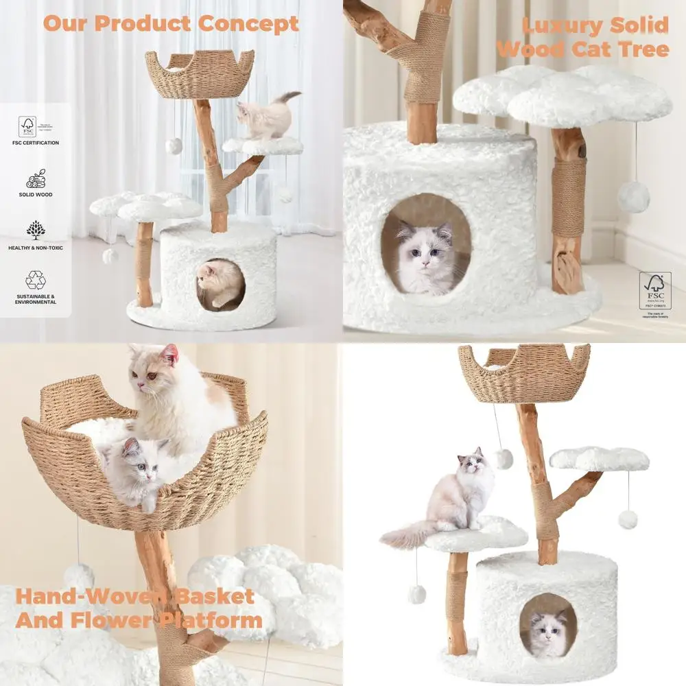 Элегантная деревянная лежанка-башня для кошек с когтеточками и нижними платформами, идеально подходит для крупных кошек, цвет: белый (под кроличью шерсть)
Элегантная деревянная лежанка-башня для кошек с когтеточками и нижними платформами, идеально подходит для крупных кошек, цвет: белый (под кроличью шерсть)