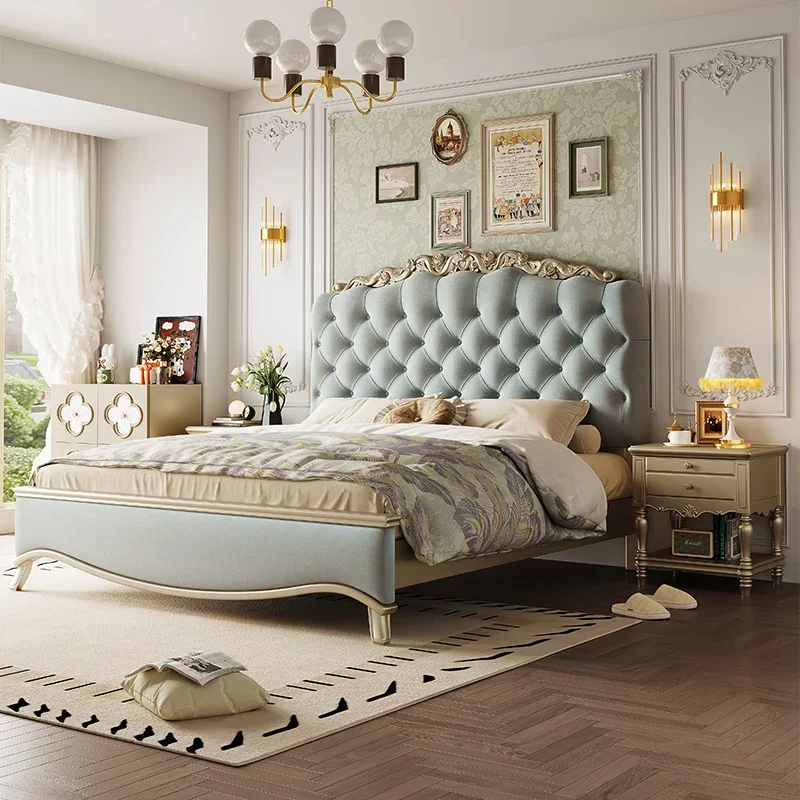 Headboard European Bed Frame Apartment Light Luxury Simple Wedding Bed Solid Wood Confortable Design Muebles Bedroom Furniture
Headboard European Bed Frame Apartment Light Luxury Simple Wedding Bed Solid Wood Confortable Design Muebles Bedroom Furniture