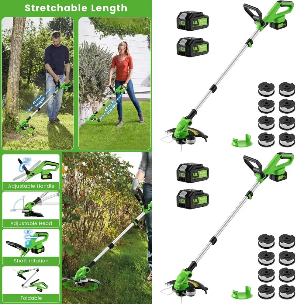 12 20V Cordless String Trimmer, 2x 4.0Ah Batteries, 8-Line Electric Grass Cutter for Lawn and Garden Maintenance
12 20V Cordless String Trimmer, 2x 4.0Ah Batteries, 8-Line Electric Grass Cutter for Lawn and Garden Maintenance