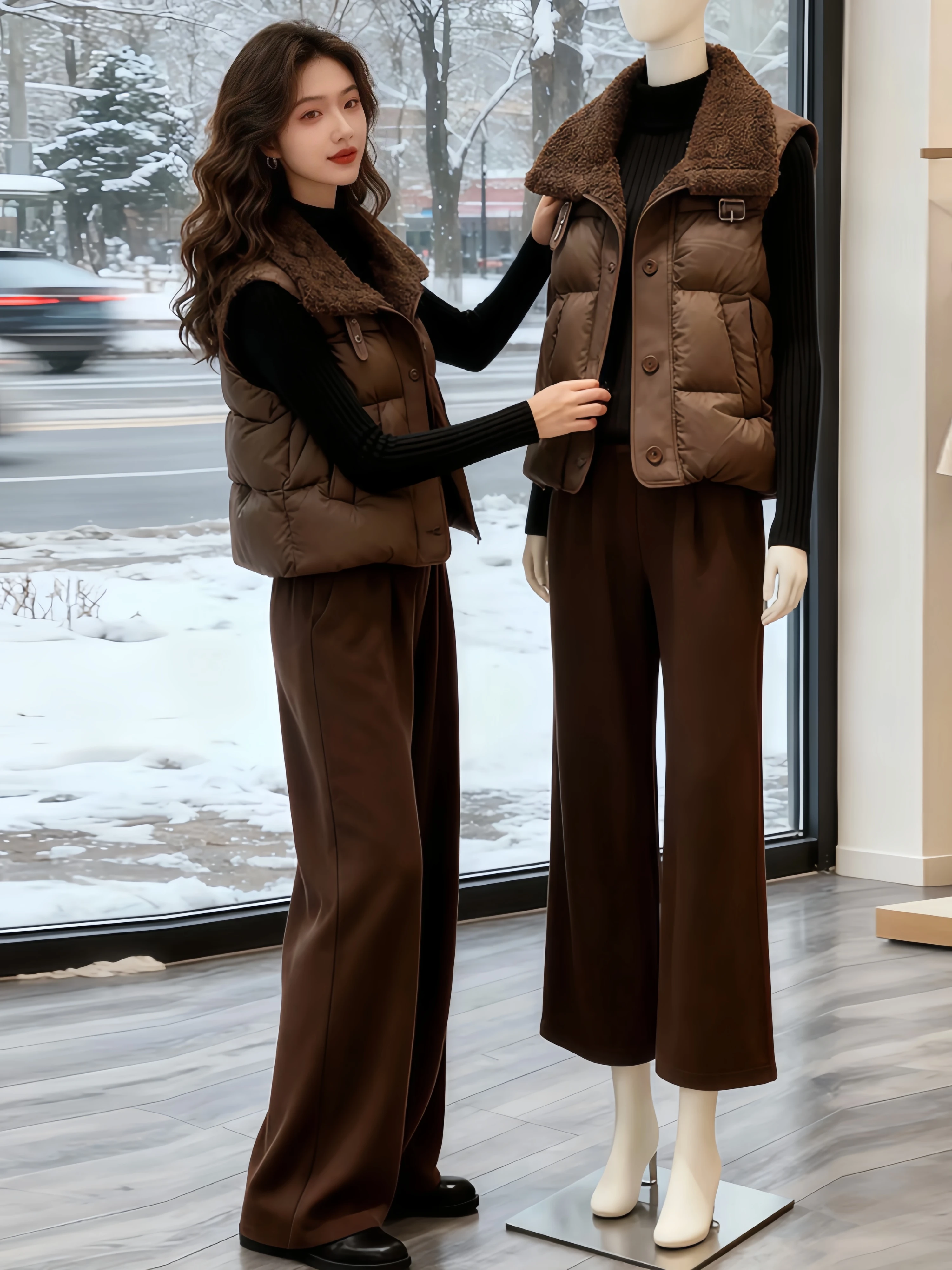 European Style Women's down Cotton Vest Short Thickened Winter Outerwear Shoulder Lamb Fur Collar Sleeveless Jacket
European Style Women's down Cotton Vest Short Thickened Winter Outerwear Shoulder Lamb Fur Collar Sleeveless Jacket