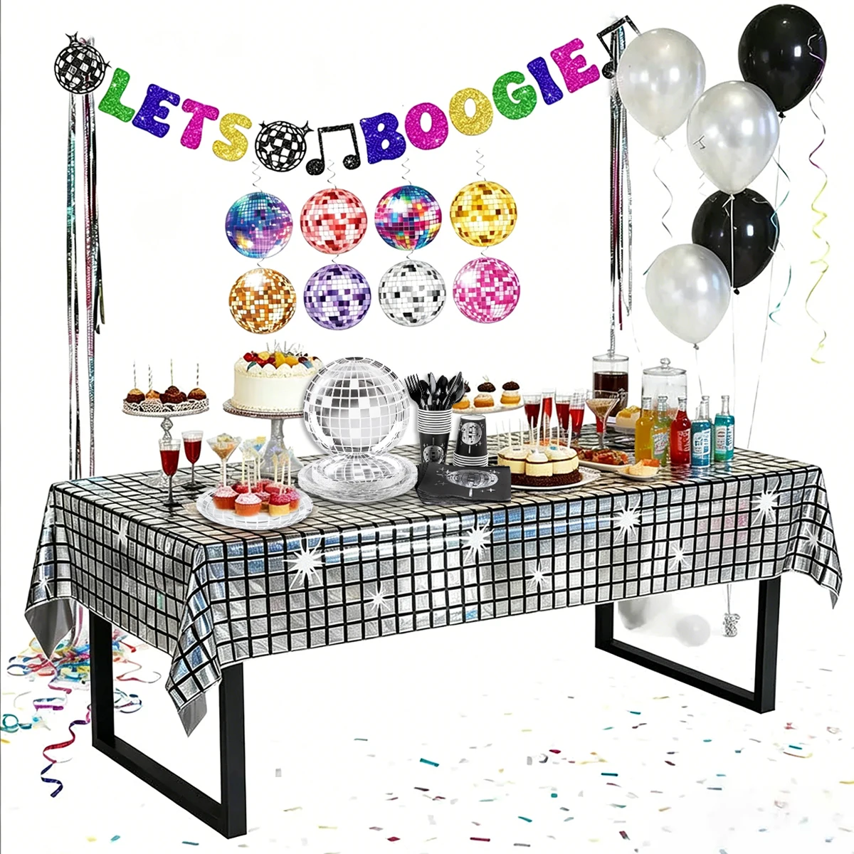 Retro Disco Party Decor Set Disco Ball Ornaments Tablecloth Tableware Banner 70s Theme Birthday Party Dance Night Events
Retro Disco Party Decor Set Disco Ball Ornaments Tablecloth Tableware Banner 70s Theme Birthday Party Dance Night Events