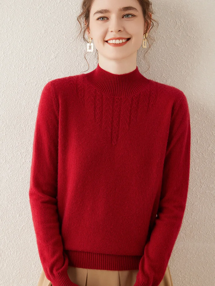 High Quality Women's Cashmere Sweater Autumn Winter Mock-neck Pullover Soft Warm 100% Cashmere Knitwear Casual Female Clothing
High Quality Women's Cashmere Sweater Autumn Winter Mock-neck Pullover Soft Warm 100% Cashmere Knitwear Casual Female Clothing