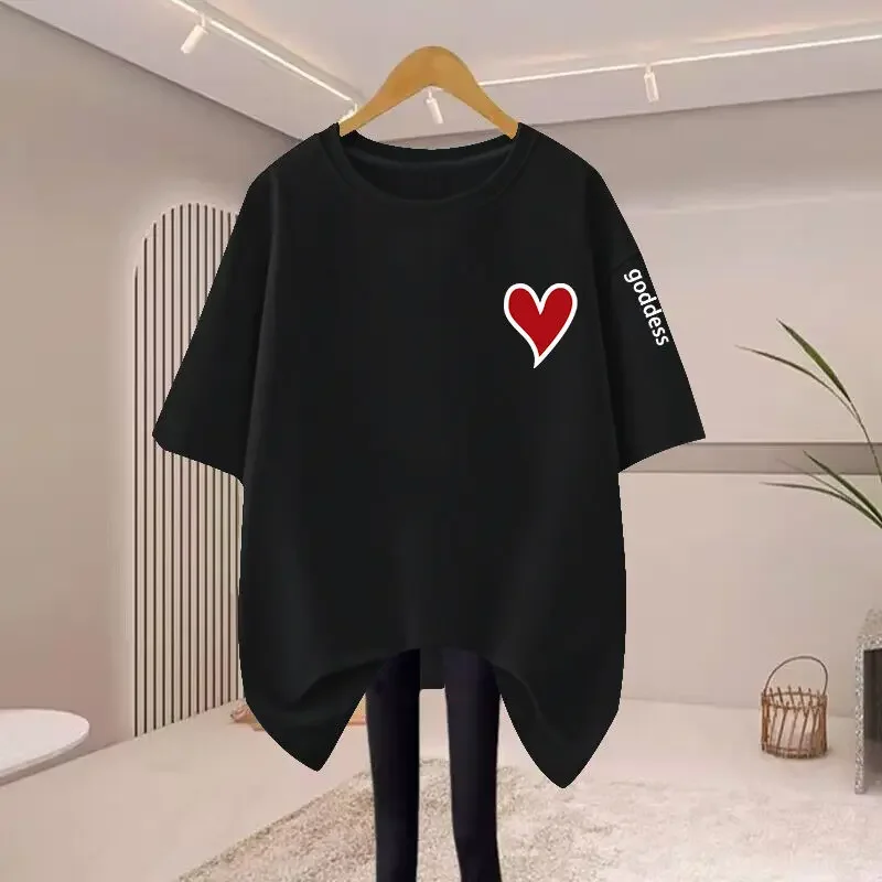 Women's Loose Pure Cotton T-shirt Summer Short Sleeved Love Printed Tee Round Neck Basic Tops
Women's Loose Pure Cotton T-shirt Summer Short Sleeved Love Printed Tee Round Neck Basic Tops