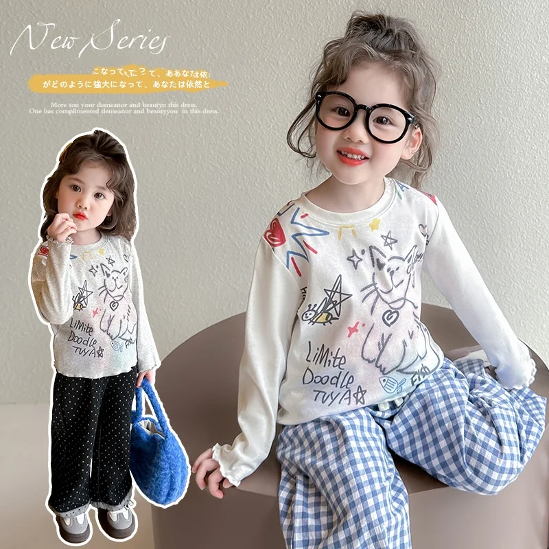 Baby Girl Top Clothes Kids Long Sleeve Tee With Cat Drawing Printed Girls Spring Autumn Casual Fashion Korea T-Shirt Size 2-9Y
Baby Girl Top Clothes Kids Long Sleeve Tee With Cat Drawing Printed Girls Spring Autumn Casual Fashion Korea T-Shirt Size 2-9Y