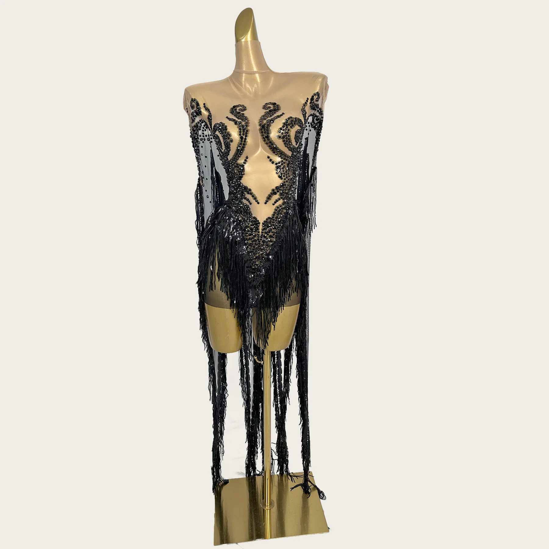 Black See Through Mesh Sparkly Sequins Long Tassel Mini Dress Sexy Party Outfit Drag Queen Performer Wear Dance Short Dress Wuyu
Black See Through Mesh Sparkly Sequins Long Tassel Mini Dress Sexy Party Outfit Drag Queen Performer Wear Dance Short Dress Wuyu