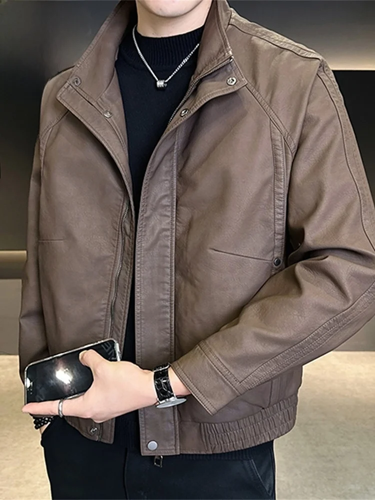 Men's Biker Leather Jaet Stand Collar Zipper Closure Casual Sle Spring New Faion American Cool Haome Coat
Men's Biker Leather Jaet Stand Collar Zipper Closure Casual Sle Spring New Faion American Cool Haome Coat
