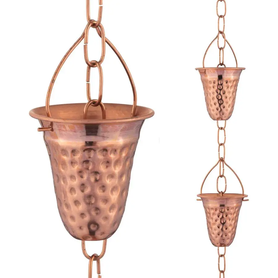 Hammered Rain Chain Decorative Chimes amp Cups Replace Gutter Downspout amp Divert Water Away from Home for Stunning Fountain Di
Hammered Rain Chain Decorative Chimes amp Cups Replace Gutter Downspout amp Divert Water Away from Home for Stunning Fountain Di