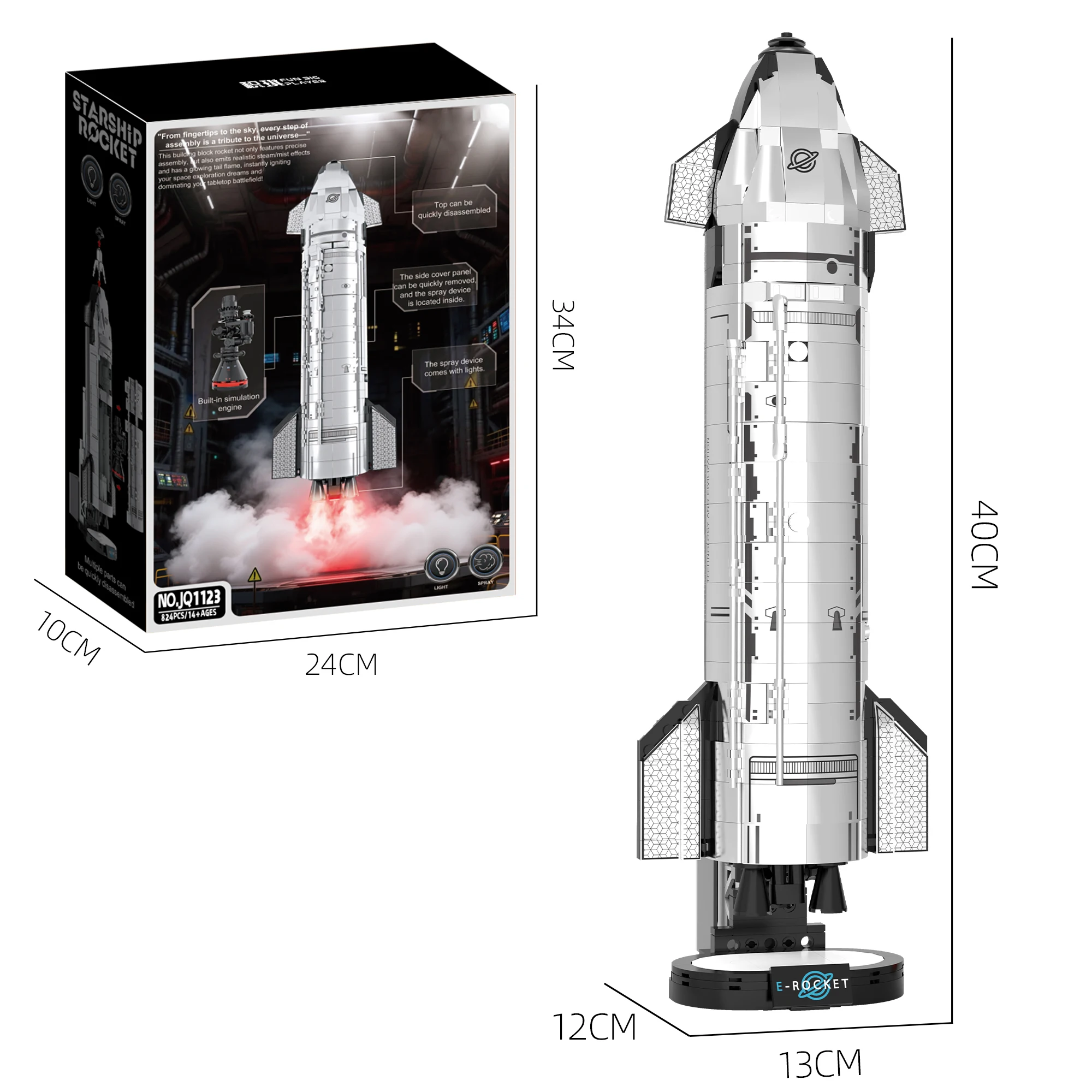 E-Rocket Spacecraft Building Blocks Futuristic Rocket Model with Base Station Creative Desktop Decoration Gift for Boys Men
E-Rocket Spacecraft Building Blocks Futuristic Rocket Model with Base Station Creative Desktop Decoration Gift for Boys Men