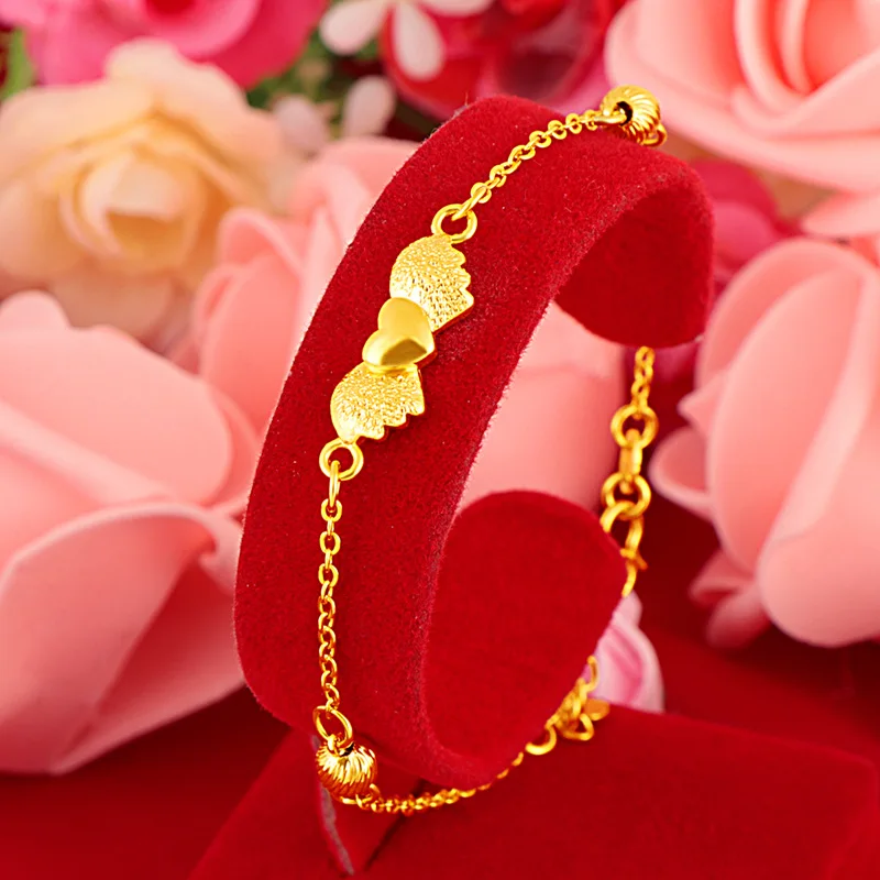 Pure Gold New Product Yellow Jewelry Gold Heart Wing Bracelet Women's Gold Jewelry Accessories Handpiece
Pure Gold New Product Yellow Jewelry Gold Heart Wing Bracelet Women's Gold Jewelry Accessories Handpiece