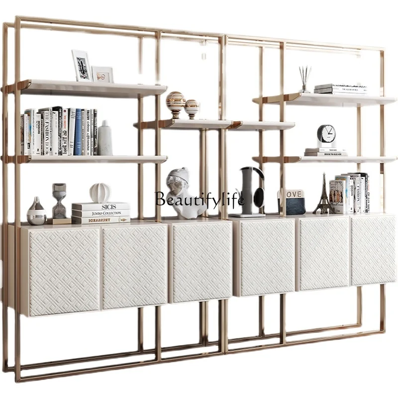 Stainless steel bookshelf living room display shelf light luxury office creative floor bookcase
Stainless steel bookshelf living room display shelf light luxury office creative floor bookcase