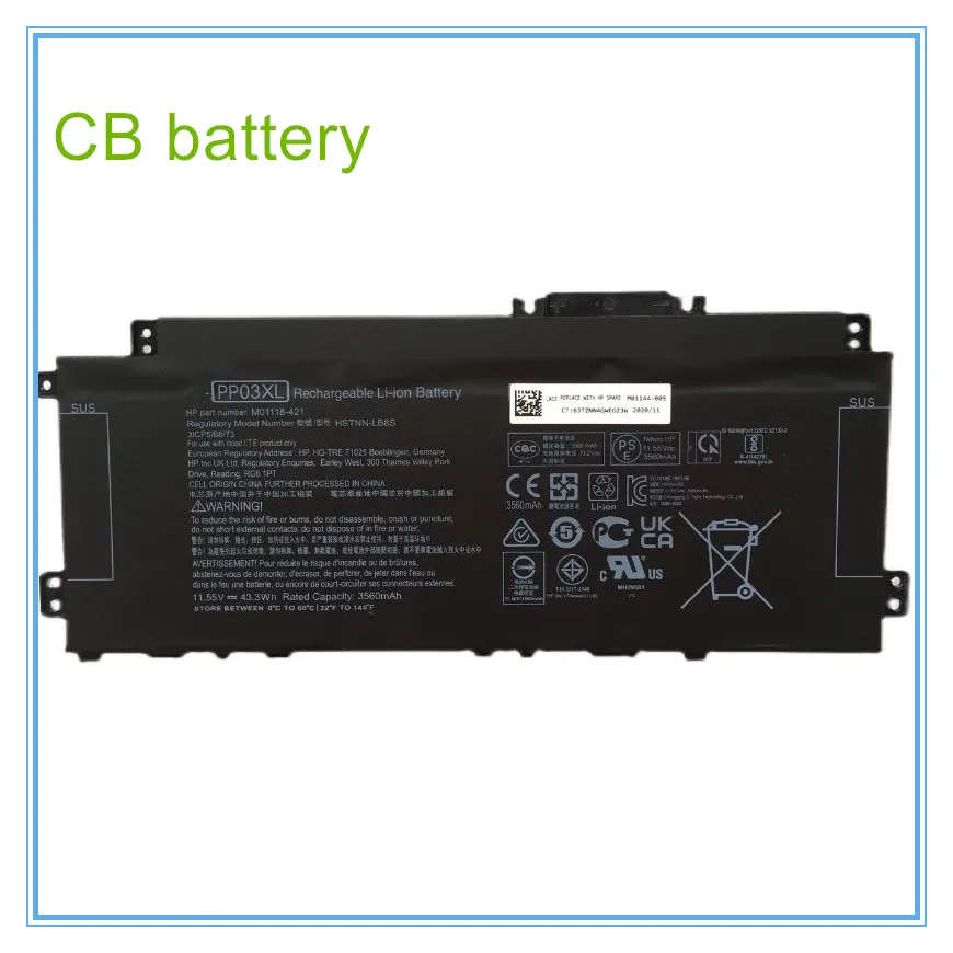 PP03XL PV03XL Аккумулятор для 13-BB 14-DV 14-DK 15-EH 14M-DW X360 14-DW0001NH,DV0655NG,13-BB0020NQ,M01144-005
PP03XL PV03XL Аккумулятор для 13-BB 14-DV 14-DK 15-EH 14M-DW X360 14-DW0001NH,DV0655NG,13-BB0020NQ,M01144-005