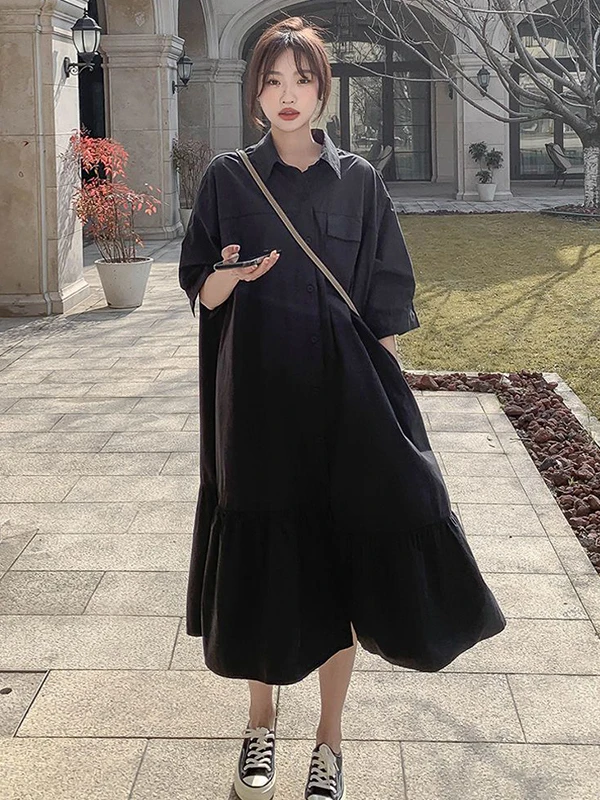 plus Size 300 Pounds Black Shirt Dress Women Summer Short Sleeve A-Line Skirt Comfortable Breathable Korean Style Commute Wind
plus Size 300 Pounds Black Shirt Dress Women Summer Short Sleeve A-Line Skirt Comfortable Breathable Korean Style Commute Wind