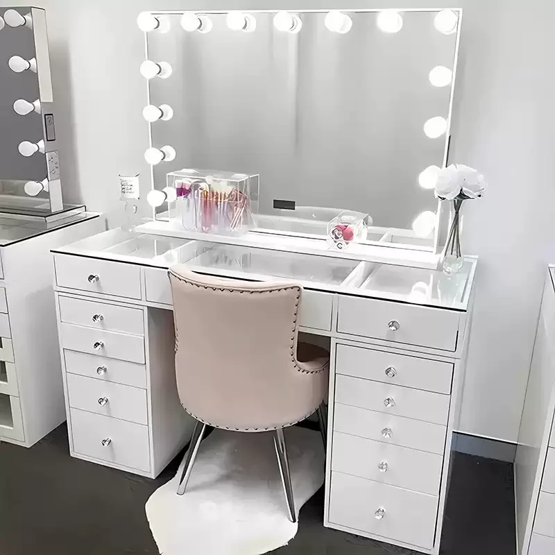 Vanity Desk &power Out Makeup Vanity with Mirror and 12 Led Lights Makeup Table with 11 Drawers Vanity Set
Vanity Desk &power Out Makeup Vanity with Mirror and 12 Led Lights Makeup Table with 11 Drawers Vanity Set