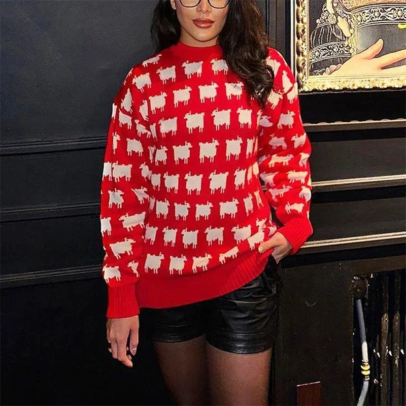 Talenza Printed Loose Round Neck Sweater Pullover Women's Casual Contrast Color Long Sleeve Pullover Street New Pullover Sweater
Talenza Printed Loose Round Neck Sweater Pullover Women's Casual Contrast Color Long Sleeve Pullover Street New Pullover Sweater