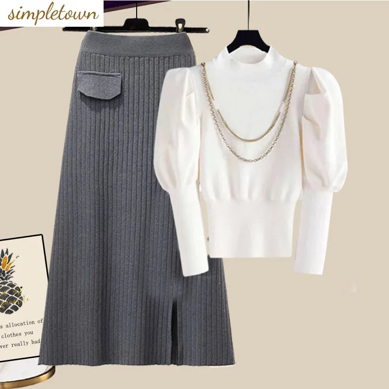 Oversized Women's Autumn and Winter Set 2023 New Korean Fashion Shirt Waistband Slim Knitted Half Skirt Two Piece Set
Oversized Women's Autumn and Winter Set 2023 New Korean Fashion Shirt Waistband Slim Knitted Half Skirt Two Piece Set
