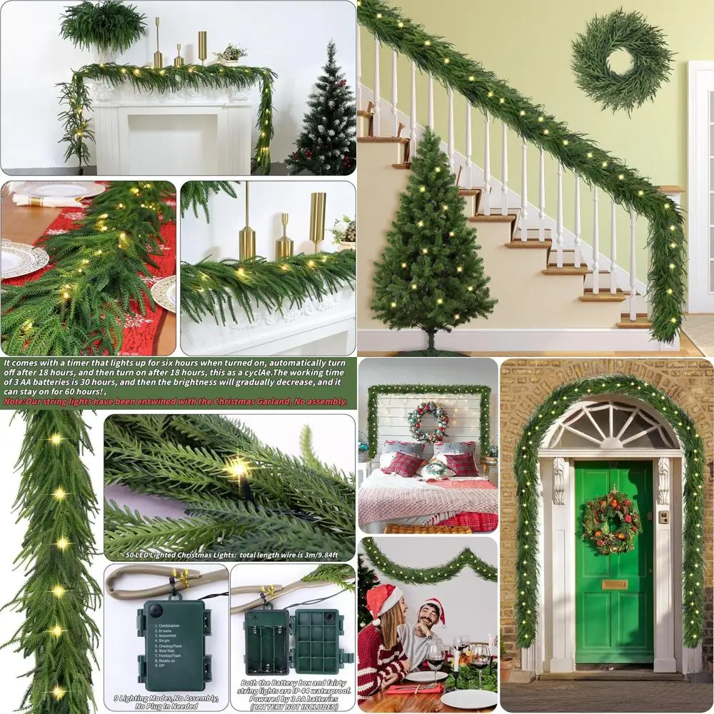9ft Artificial LED-lit Faux Norfolk Pine Garland for Christmas, Realistic Greenery for Indoor/Outdoor Decor
9ft Artificial LED-lit Faux Norfolk Pine Garland for Christmas, Realistic Greenery for Indoor/Outdoor Decor