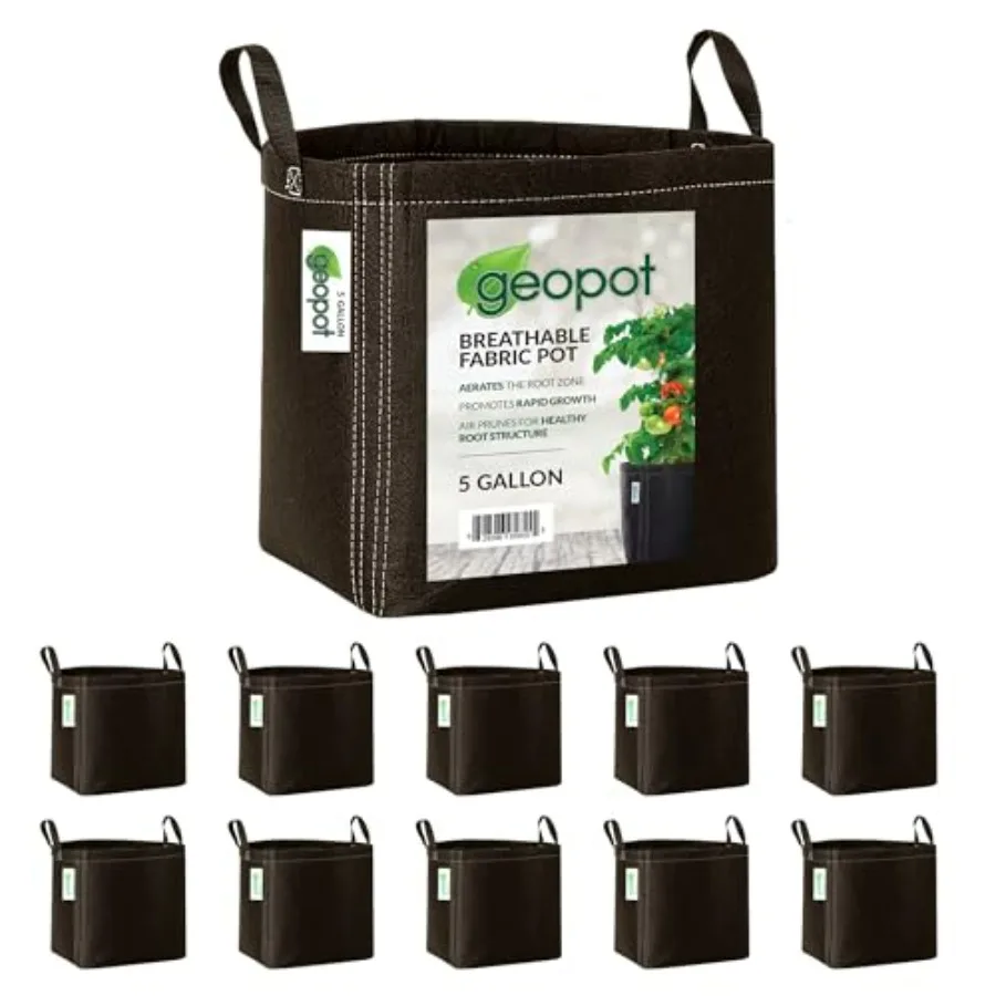 5 Gallon Fabric Grow Bags with Handles - 10-Pack - Black - Breathable Aerated Portable for Vegetables Herbs Flowers Houseplants
5 Gallon Fabric Grow Bags with Handles - 10-Pack - Black - Breathable Aerated Portable for Vegetables Herbs Flowers Houseplants