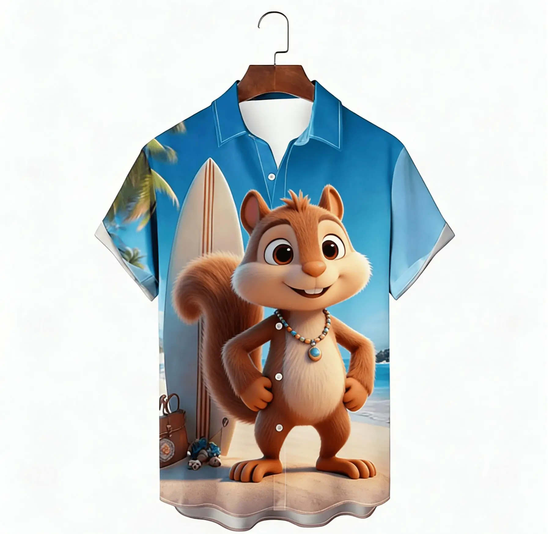 Men's Blue Cartoon Surfing Animal Print Short Sleeve Shirt, Spring Summer Playful Vacation Blouse, Loose Casual Top
Men's Blue Cartoon Surfing Animal Print Short Sleeve Shirt, Spring Summer Playful Vacation Blouse, Loose Casual Top