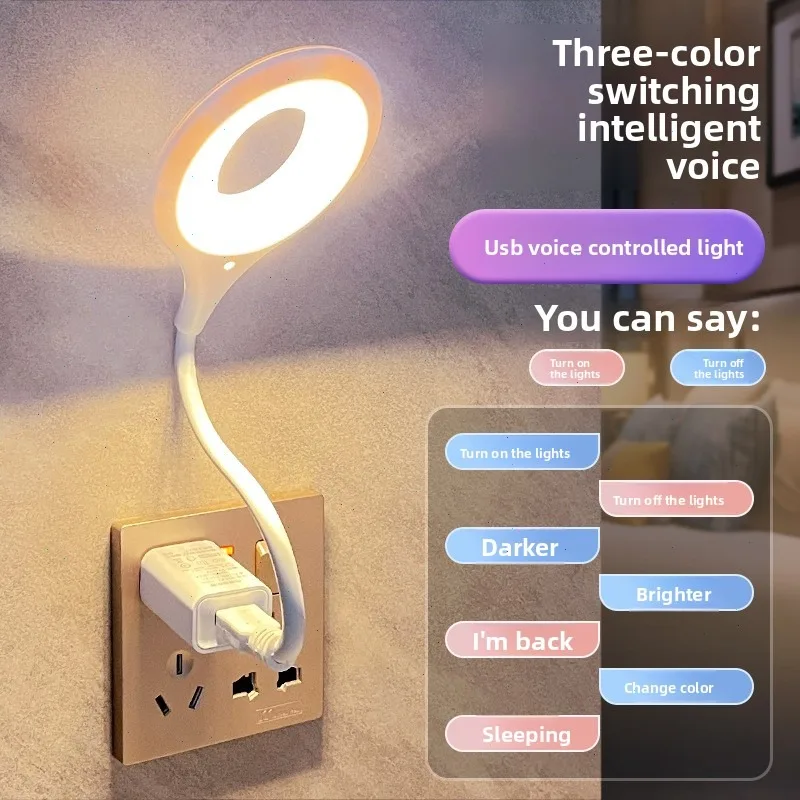 Voice-controlled LED Bedside Lamp, Creative Sensor Lamp, Small Table Lamp with USB Port and AI Control.
Voice-controlled LED Bedside Lamp, Creative Sensor Lamp, Small Table Lamp with USB Port and AI Control.