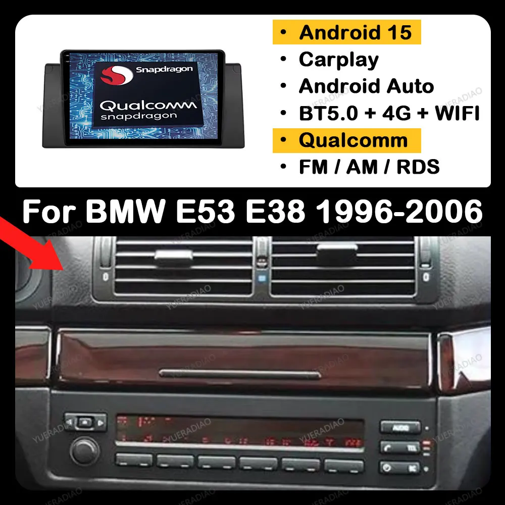 Android 15 Car Radio For BMW 5 E39 E53 X5 1995 - 2003 2004 2005 2006 BT 4G LTE Wireless Carplay Auto Viedo Player NAVI Gation
Android 15 Car Radio For BMW 5 E39 E53 X5 1995 - 2003 2004 2005 2006 BT 4G LTE Wireless Carplay Auto Viedo Player NAVI Gation
