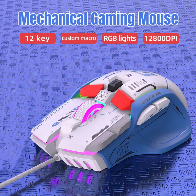 Wired Esports Game Mouse Macro Programming RGB Backlights 10 Keys Multiple Functions Mech Appearance Gaming 12800DPI Play Game
Wired Esports Game Mouse Macro Programming RGB Backlights 10 Keys Multiple Functions Mech Appearance Gaming 12800DPI Play Game