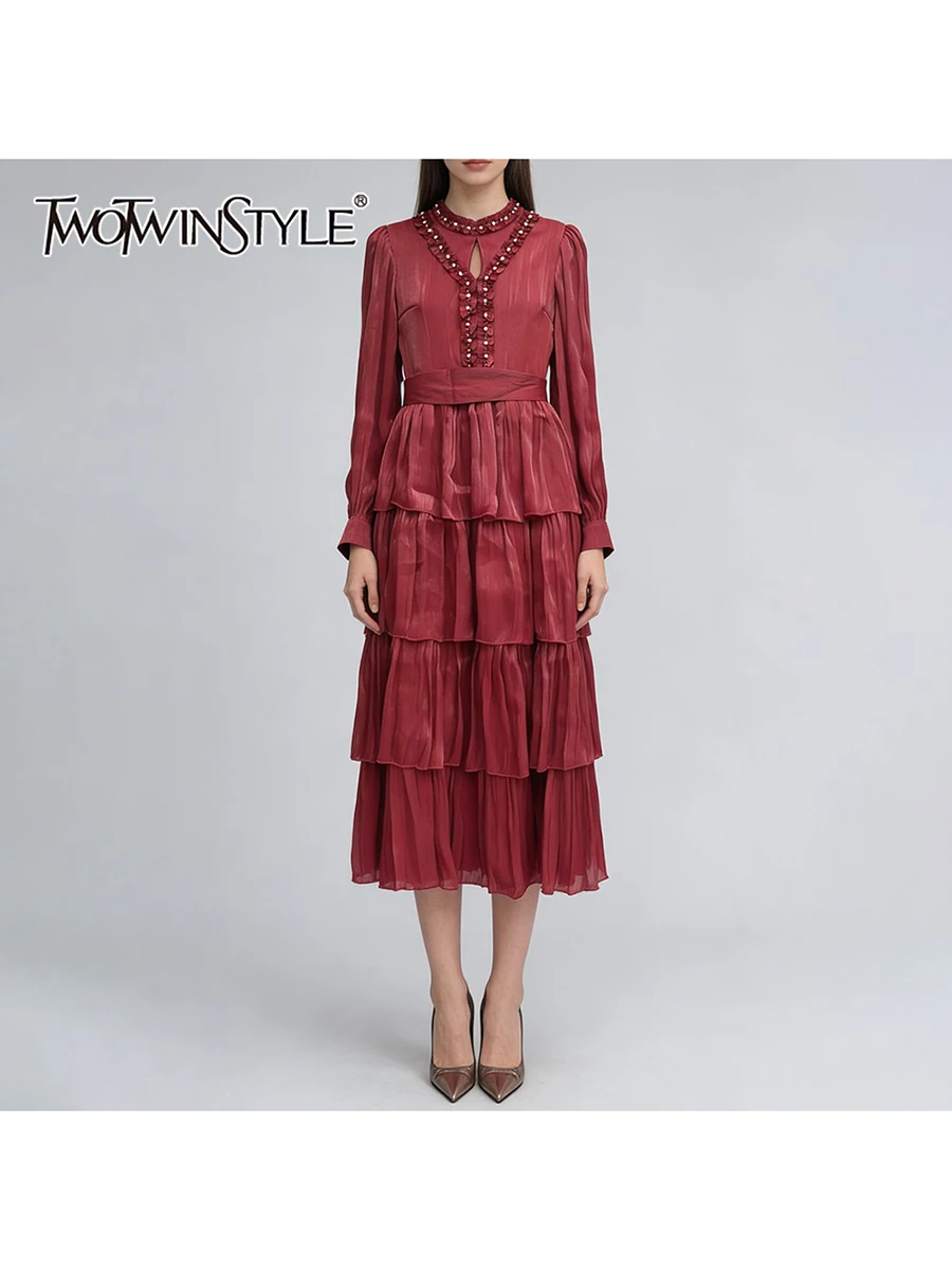 Повседневное женское платье TWOTWINSTYLE с оборками и складками, однотонное, свободного кроя, с круглым вырезом, длинными рукавами, завышенной талией, элегантное
Повседневное женское платье TWOTWINSTYLE с оборками и складками, однотонное, свободного кроя, с круглым вырезом, длинными рукавами, завышенной талией, элегантное