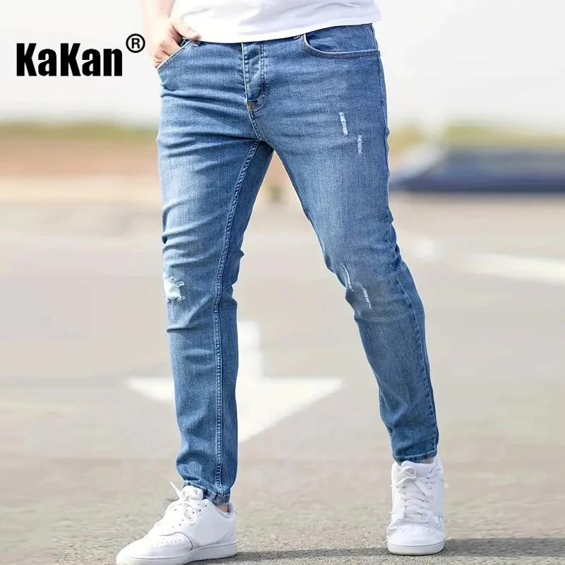 Kakan - European and American High-quality Men's Small Leg Elastic Hole Long Jeans, Street Tight New Jeans
Kakan - European and American High-quality Men's Small Leg Elastic Hole Long Jeans, Street Tight New Jeans