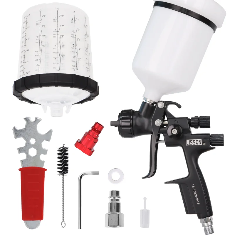 Original HVLP professional spray gun 1.3mm nozzle with 600CC cup 1000B suitable for car varnish furniture and house painting
Original HVLP professional spray gun 1.3mm nozzle with 600CC cup 1000B suitable for car varnish furniture and house painting