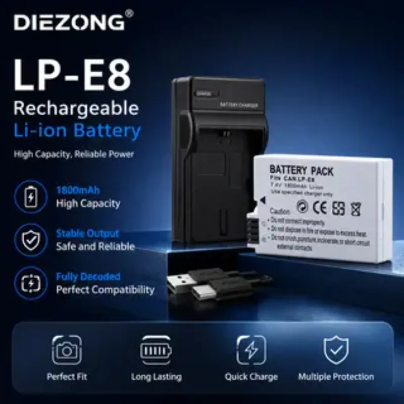 In Stock 1800mah 7.4V LP-E8 LP E8 Batteries LED Dual Charger Set for Canon EOS 550D 600D 650D 700D X4 X5 X6i X7i Camera Battery
In Stock 1800mah 7.4V LP-E8 LP E8 Batteries LED Dual Charger Set for Canon EOS 550D 600D 650D 700D X4 X5 X6i X7i Camera Battery