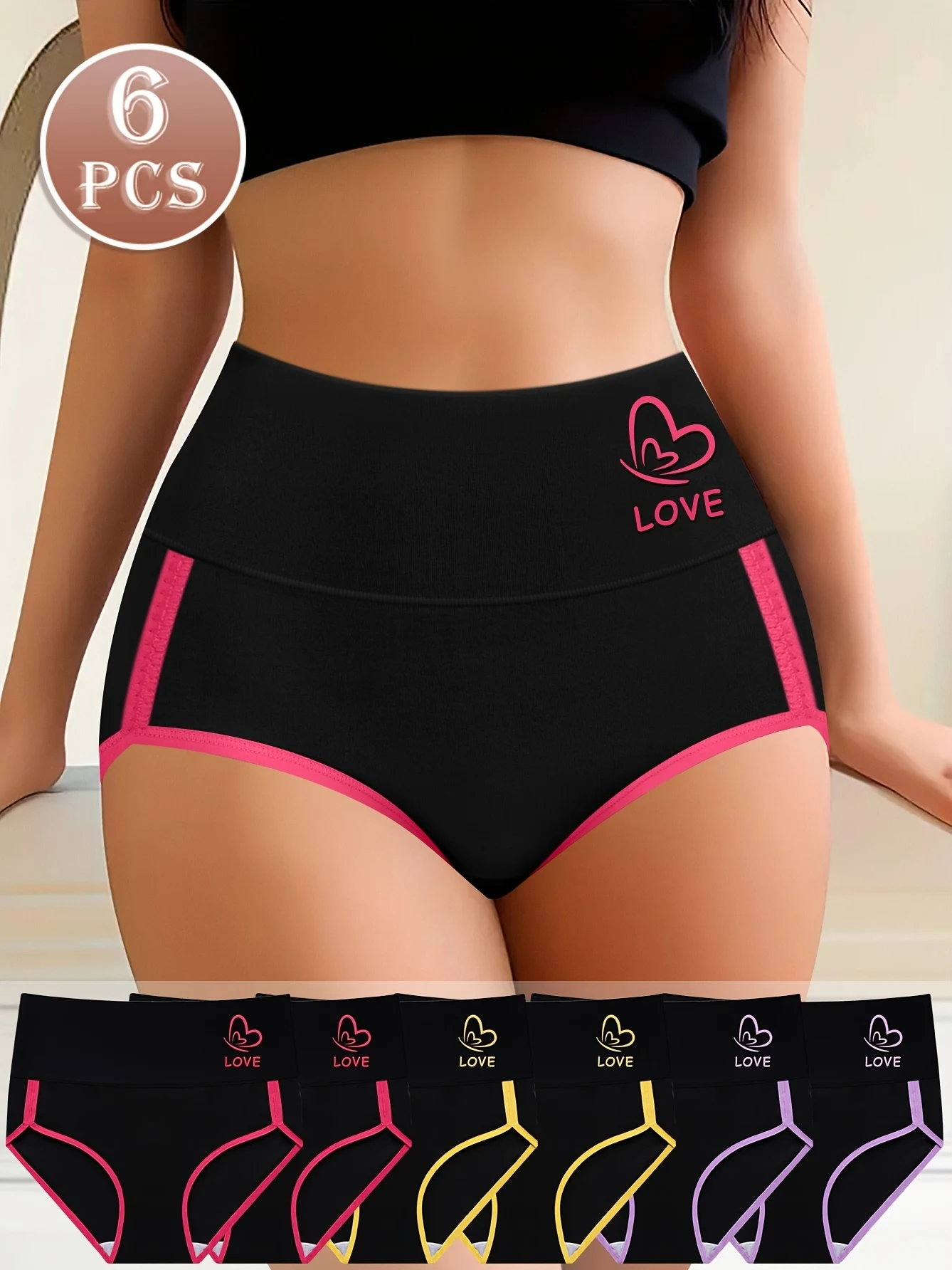 Комплект из 6 женских модных треугольных трусиков со средней посадкой и цветными блоками, удобная посадка
Комплект из 6 женских модных треугольных трусиков со средней посадкой и цветными блоками, удобная посадка