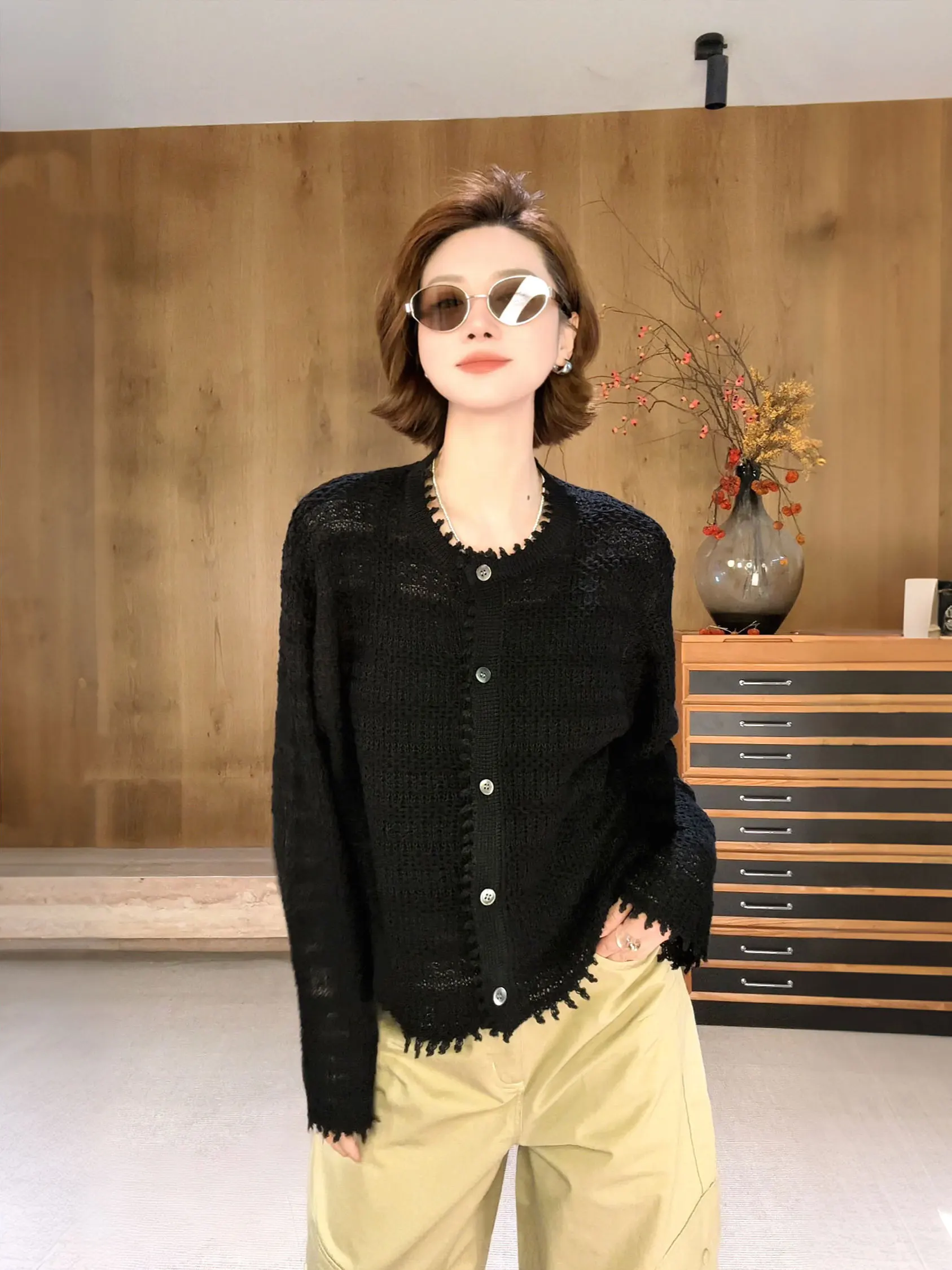 Spring Summer Knitted Open Cardigan Hollow out Crochet Floral Design Versatile Slimming Women's Long Sleeve Regular Length Coat
Spring Summer Knitted Open Cardigan Hollow out Crochet Floral Design Versatile Slimming Women's Long Sleeve Regular Length Coat