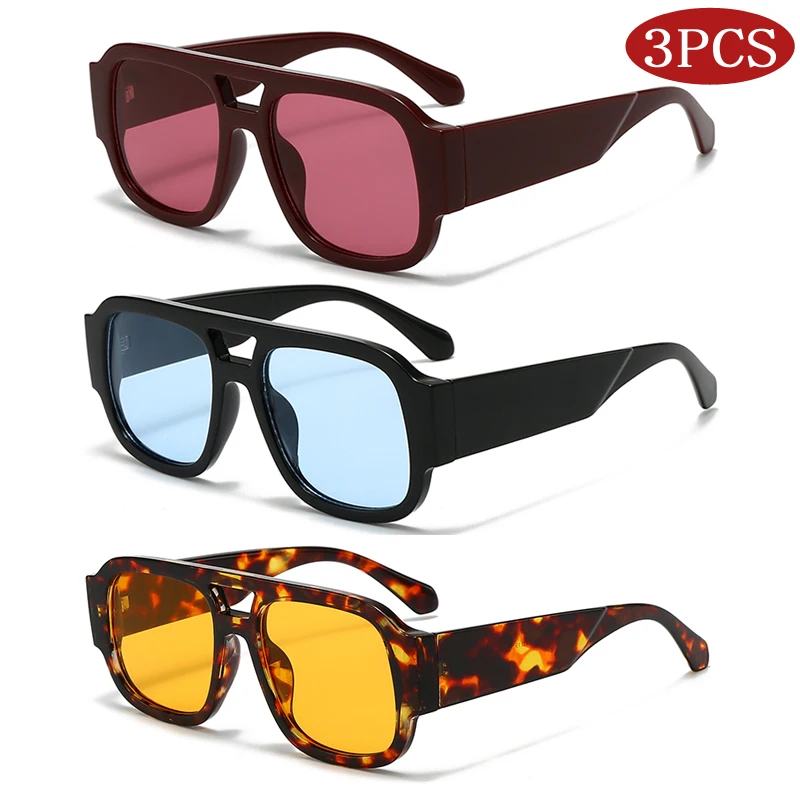 Motorcycle 3pcs Fashion Large Frame Double Square Sun Glasses Women Candy Color Goggles Retro Wide Legs Men Eyeglasses Shades
Motorcycle 3pcs Fashion Large Frame Double Square Sun Glasses Women Candy Color Goggles Retro Wide Legs Men Eyeglasses Shades