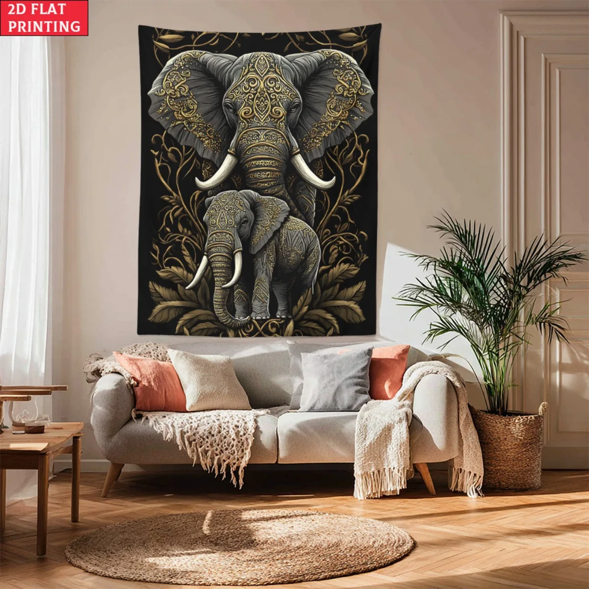 Elephant golden pattern tapestry wall art Indian ethnic design living room bedroom decor animal print boho home decoration2Dflat
Elephant golden pattern tapestry wall art Indian ethnic design living room bedroom decor animal print boho home decoration2Dflat