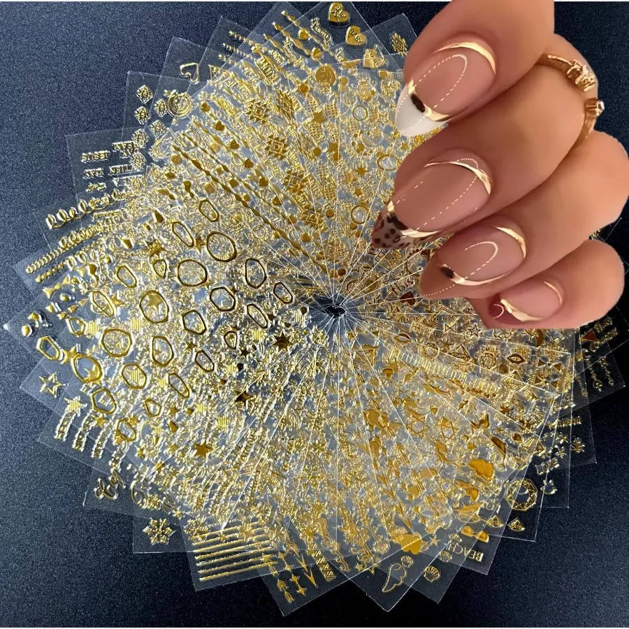 30 Sheets Gold Nail Art Stickers 3D SelfAdhesive Nail Decals Gold Line Star Nail Stickers for Acrylic Nails Gold Leaf Diamond N
30 Sheets Gold Nail Art Stickers 3D SelfAdhesive Nail Decals Gold Line Star Nail Stickers for Acrylic Nails Gold Leaf Diamond N