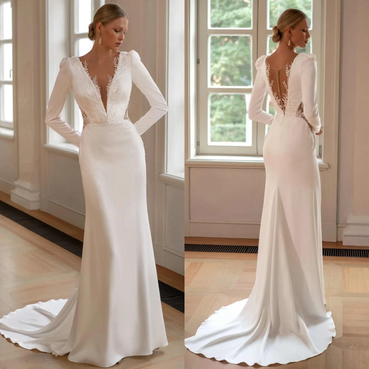 Customized Classic White Jersey Evening Dress Sexy Crew Neck Long Sleeves Cocktail Dress Chapel Train Zipper Back Party Dress 
Customized Classic White Jersey Evening Dress Sexy Crew Neck Long Sleeves Cocktail Dress Chapel Train Zipper Back Party Dress