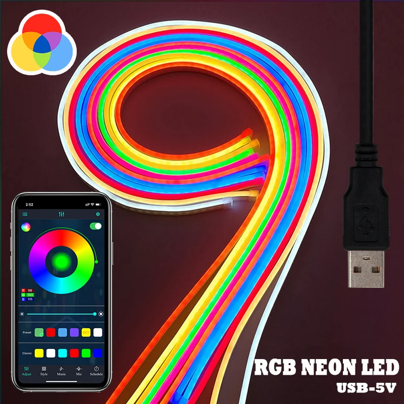 5V USB RGB Neon LED Rope Lights App & Remote Control Flexible Strip Lights for Bedroom Decor
5V USB RGB Neon LED Rope Lights App & Remote Control Flexible Strip Lights for Bedroom Decor