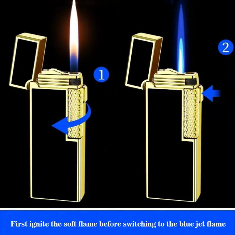 Metal Dual Flame Inflatable Lighter Classic Side Pulley Open Flame Switching Jet Windproof Fuel Tank for Outdoor Gear
Metal Dual Flame Inflatable Lighter Classic Side Pulley Open Flame Switching Jet Windproof Fuel Tank for Outdoor Gear